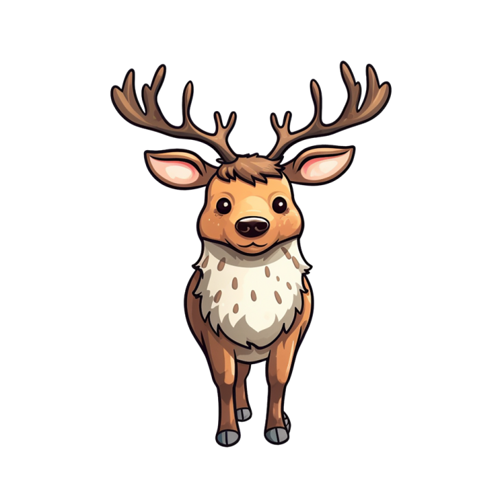 a cartoon deer with ants on its head