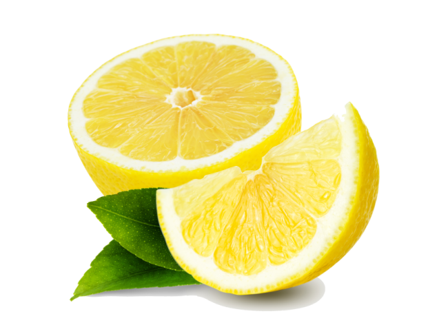 two slices of lemon on a white background