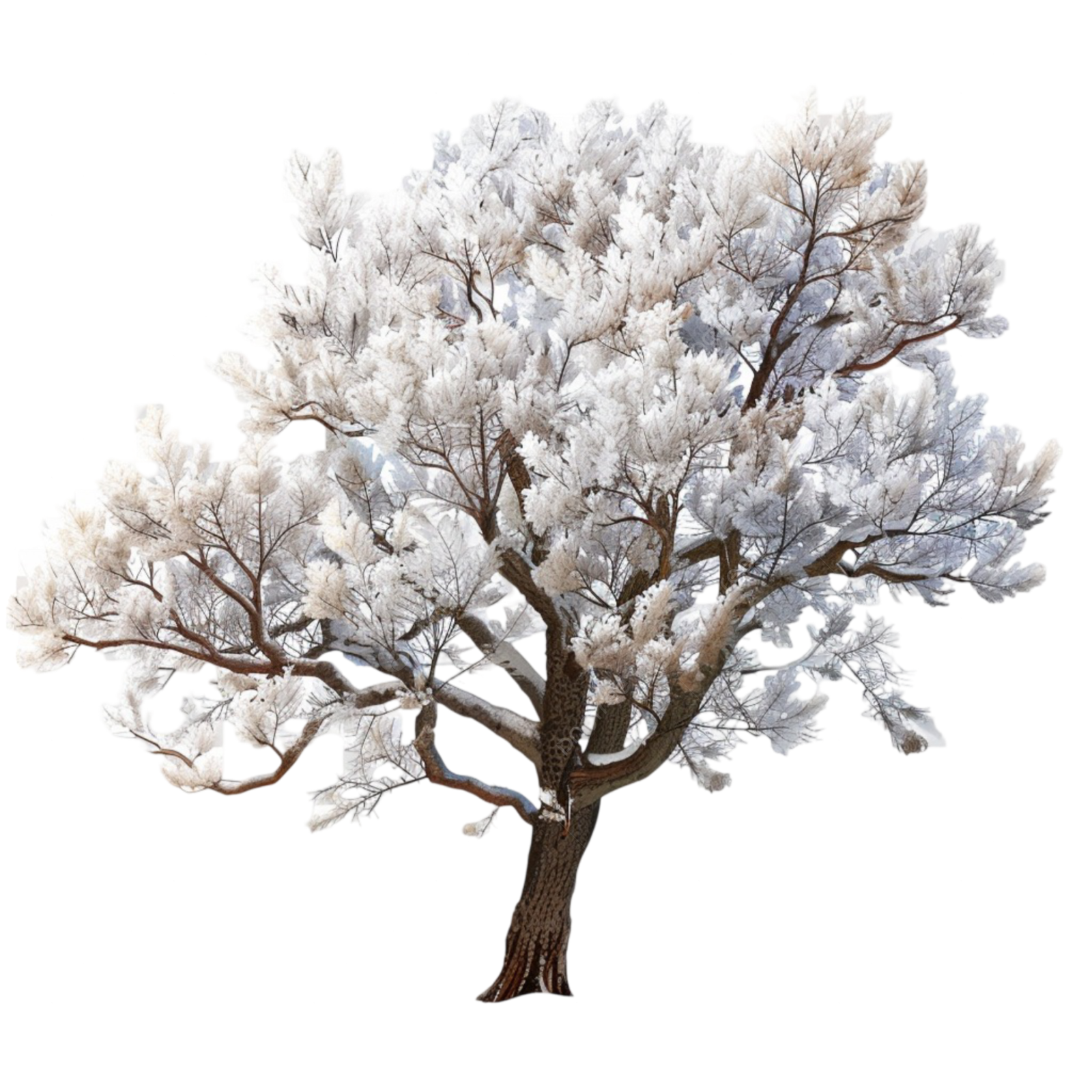 a tree with frosty branches on it