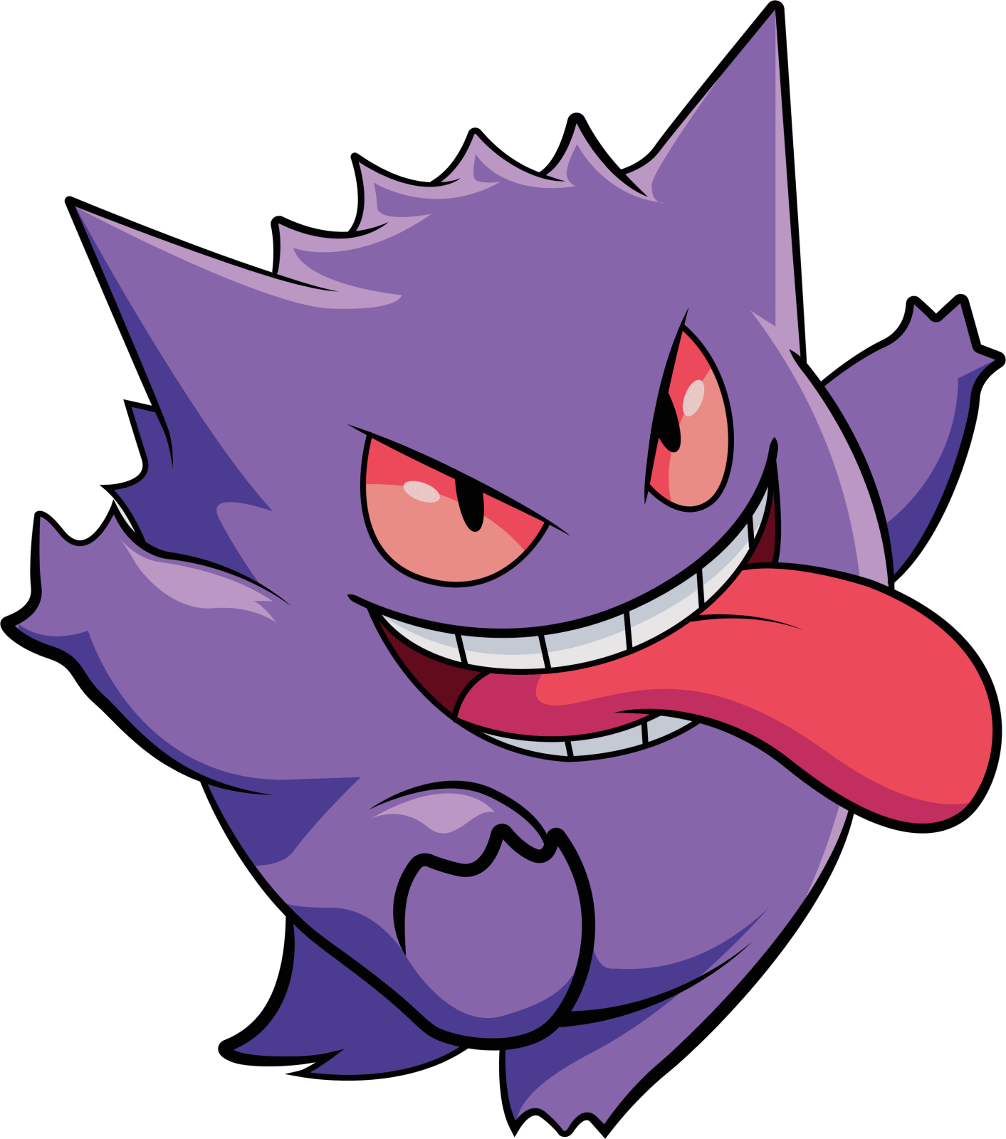 an image of a purple pokemon with red eyes