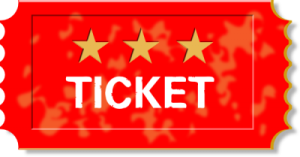 a red ticket with stars on it
