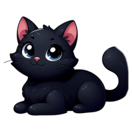 a black cat with blue eyes sitting down