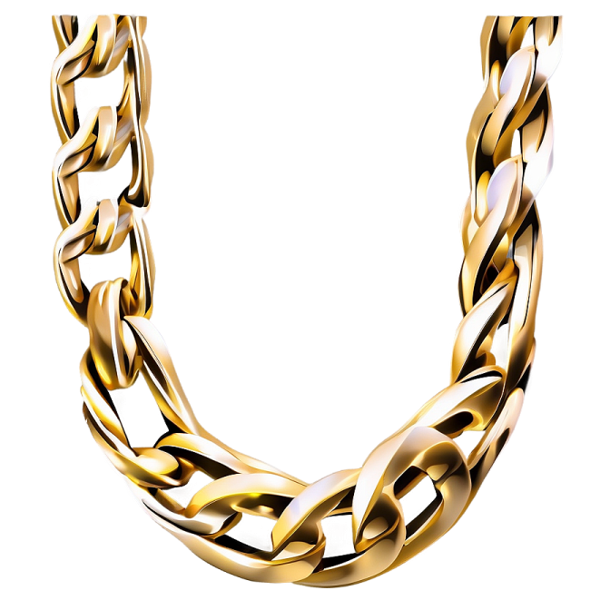 a gold chain on a white background