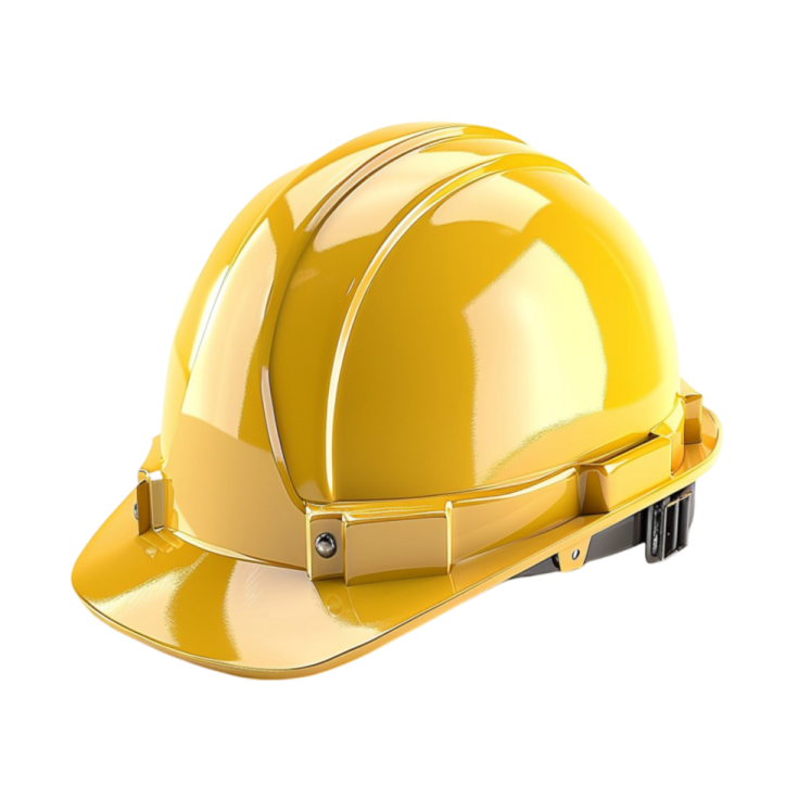 a yellow hard hat on a white background