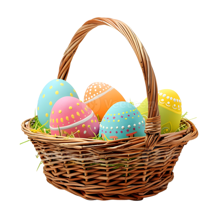 a basket filled with colorful easter eggs
