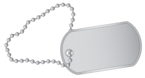 a dog tag with a chain attached to it