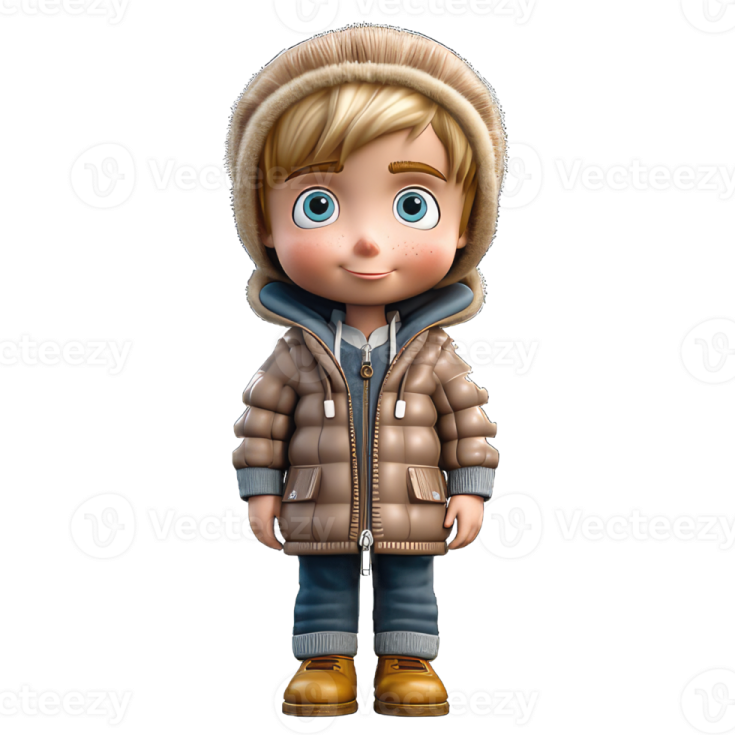 a little boy wearing a winter coat and boots