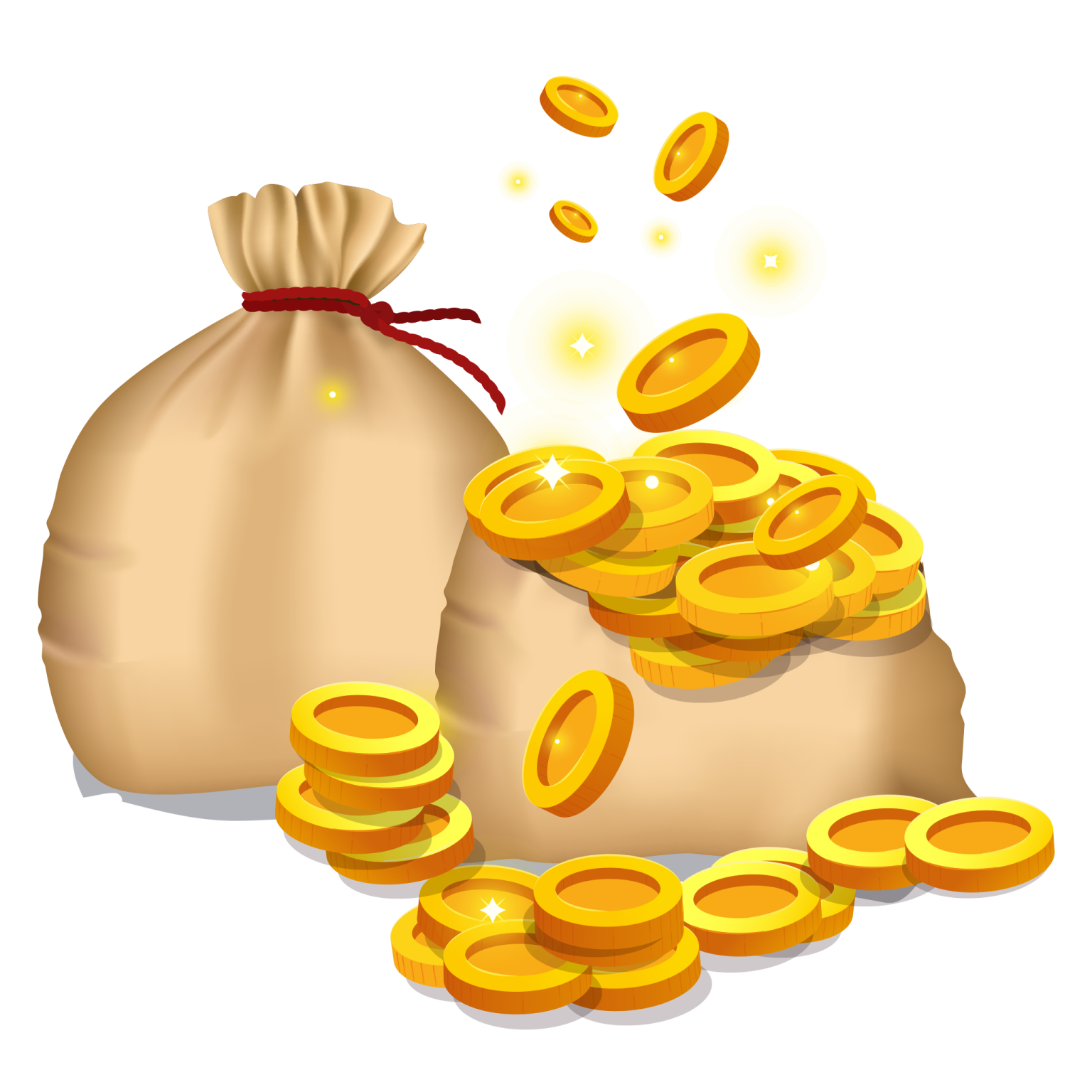 a bag full of gold coins