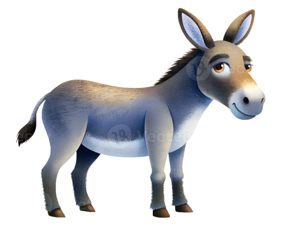 a small donkey standing on a white surface
