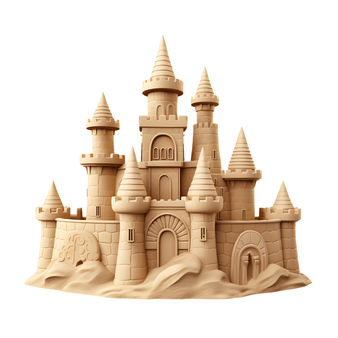 a sand castle on a white background