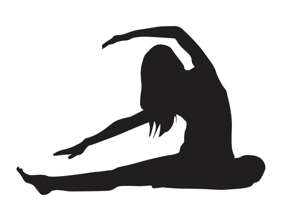 a black and white silhouette of a woman doing yoga