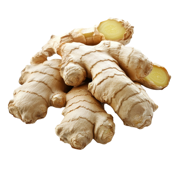 a pile of ginger root on a white background