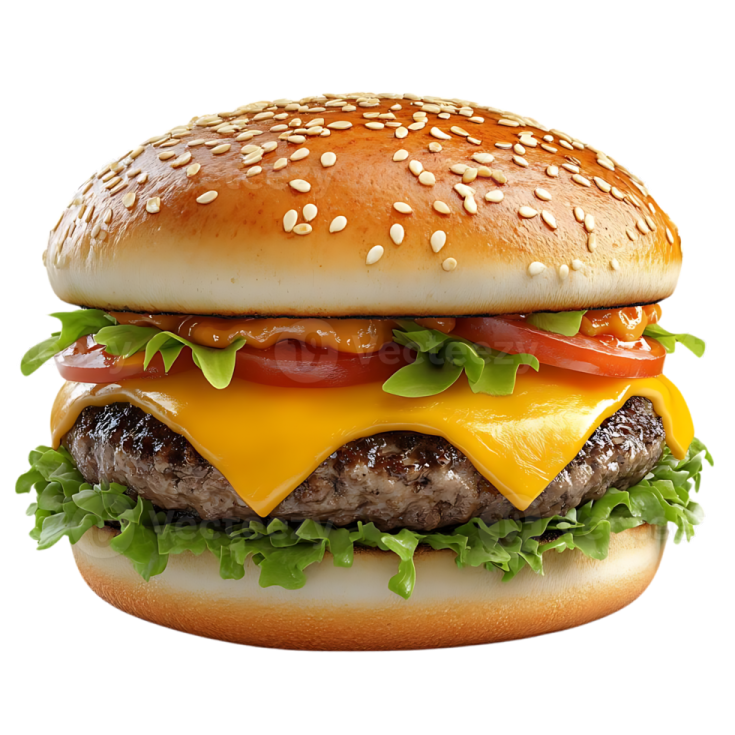 a hamburger with cheese, tomato and lete