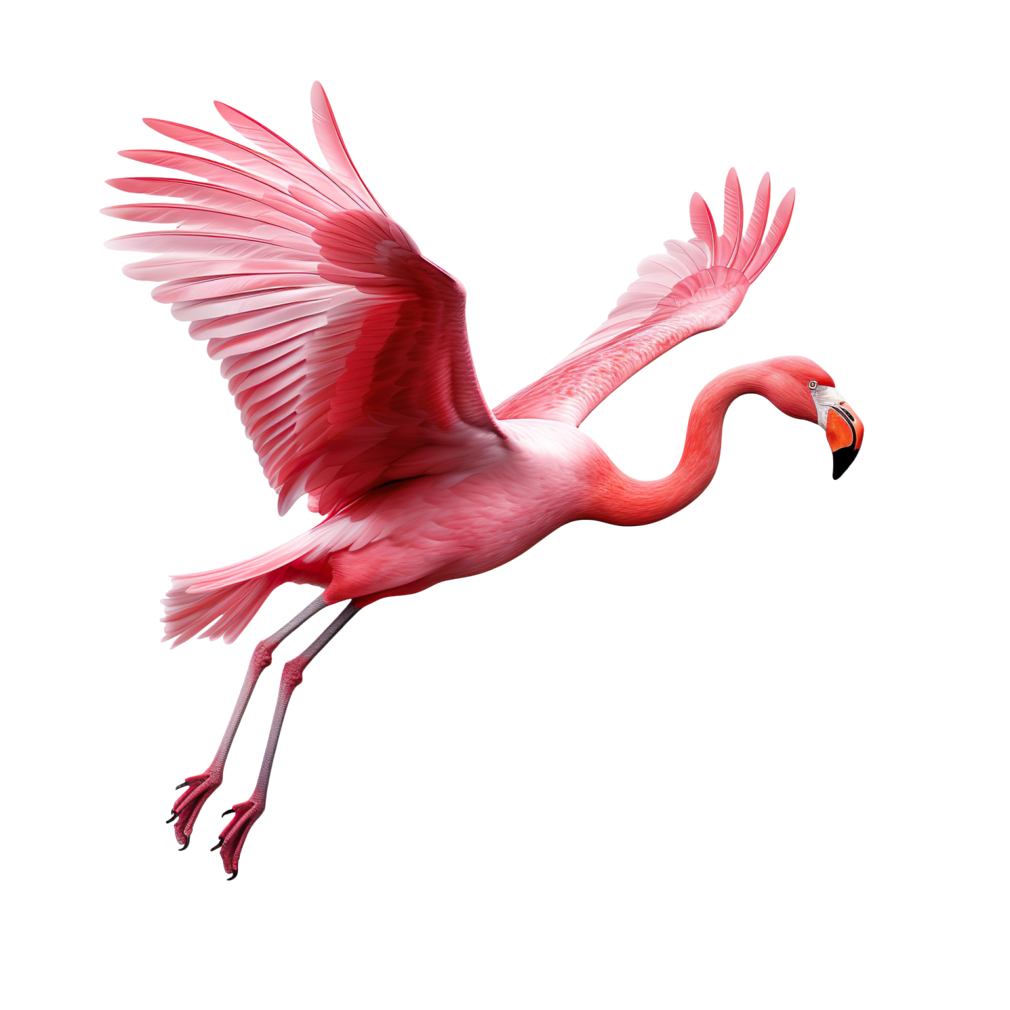 a pink flaming is flying in the air