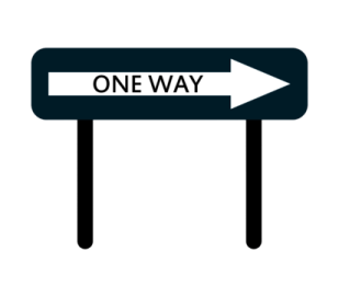 a sign with the word one way on it
