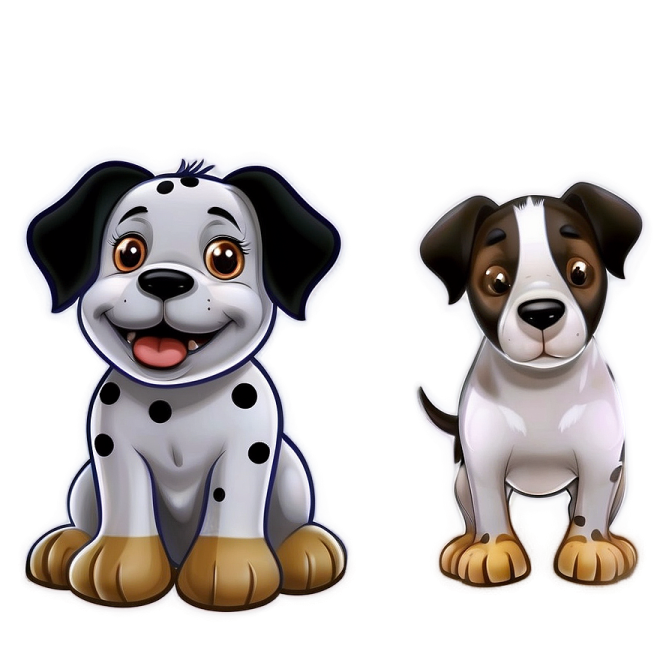 a dog and a puppy sitting side by side