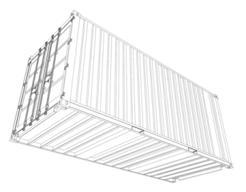 a drawing of a cargo container with the door open