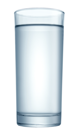 a glass of water on a white background
