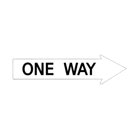 a one way sign on a white background