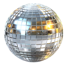 a shiny disco ball on a white background
