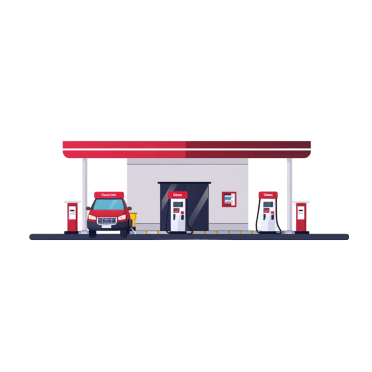 an illustration of a gas station