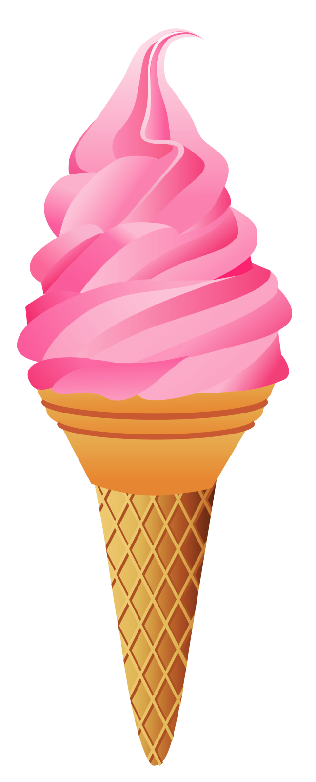 an ice cream cone with pink frosting