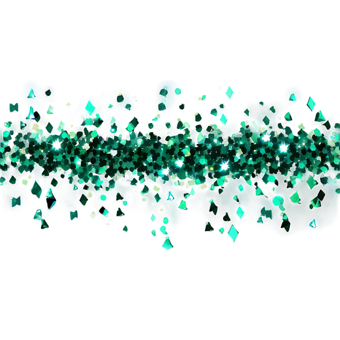 a white background with green and black glitters