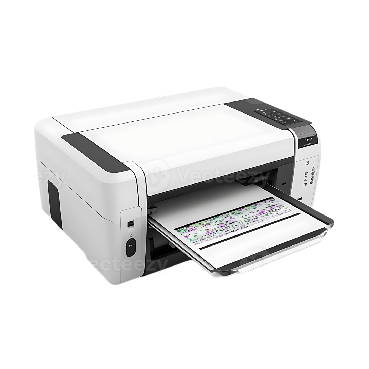 the printer is white and black