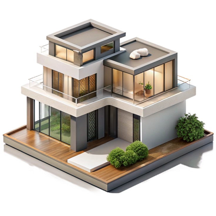 a 3d rendering of a modern house