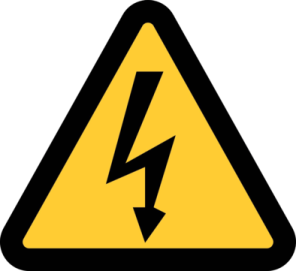 a yellow and black sign with an electrical symbol