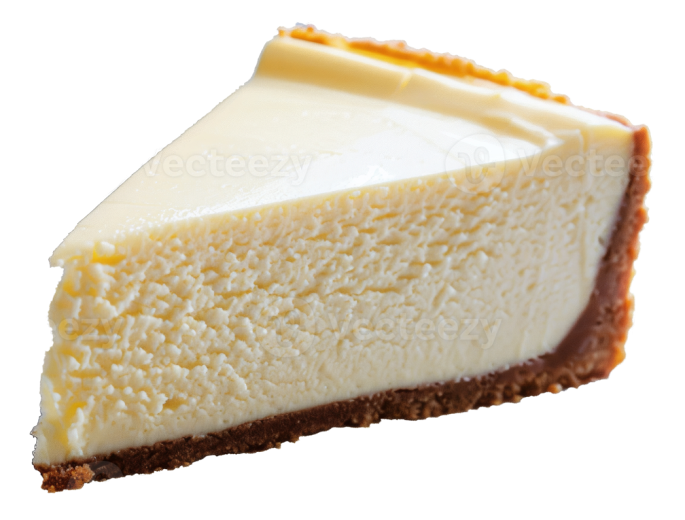 a piece of cheese cake on a white background