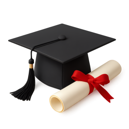 a mortar and diploma on a white background