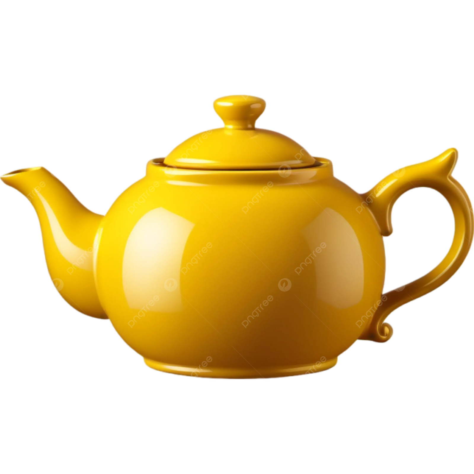 a yellow teapot on a white background