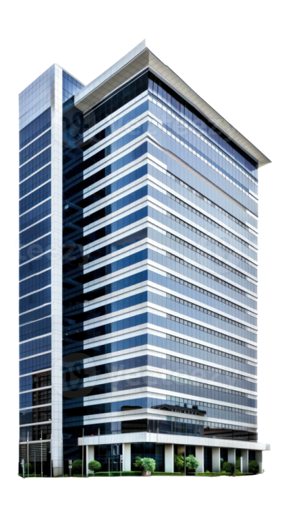 an office building on a white background