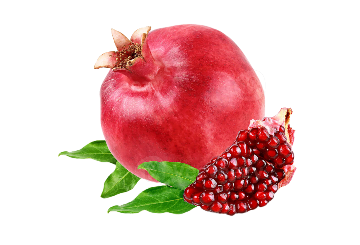 pome with leaves on white background