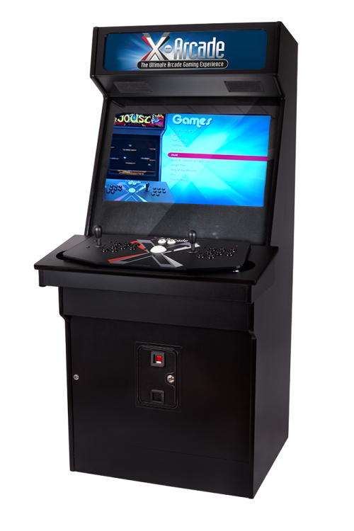 a black and white video game machine on a white background