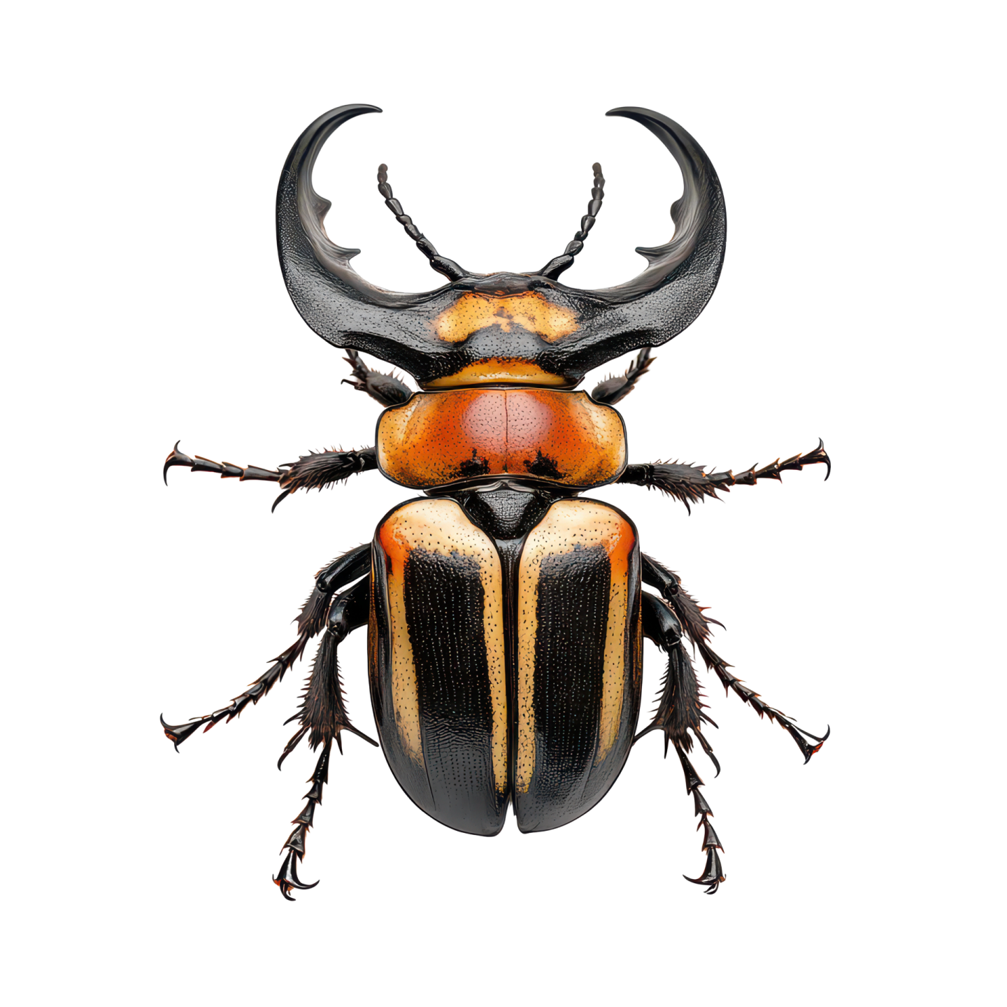 a close up of a beetle on a white background
