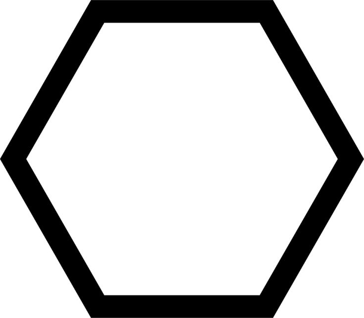 a black and white hexagon on a white background