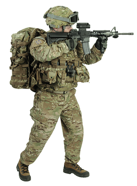 a soldier with a rifle in his hand
