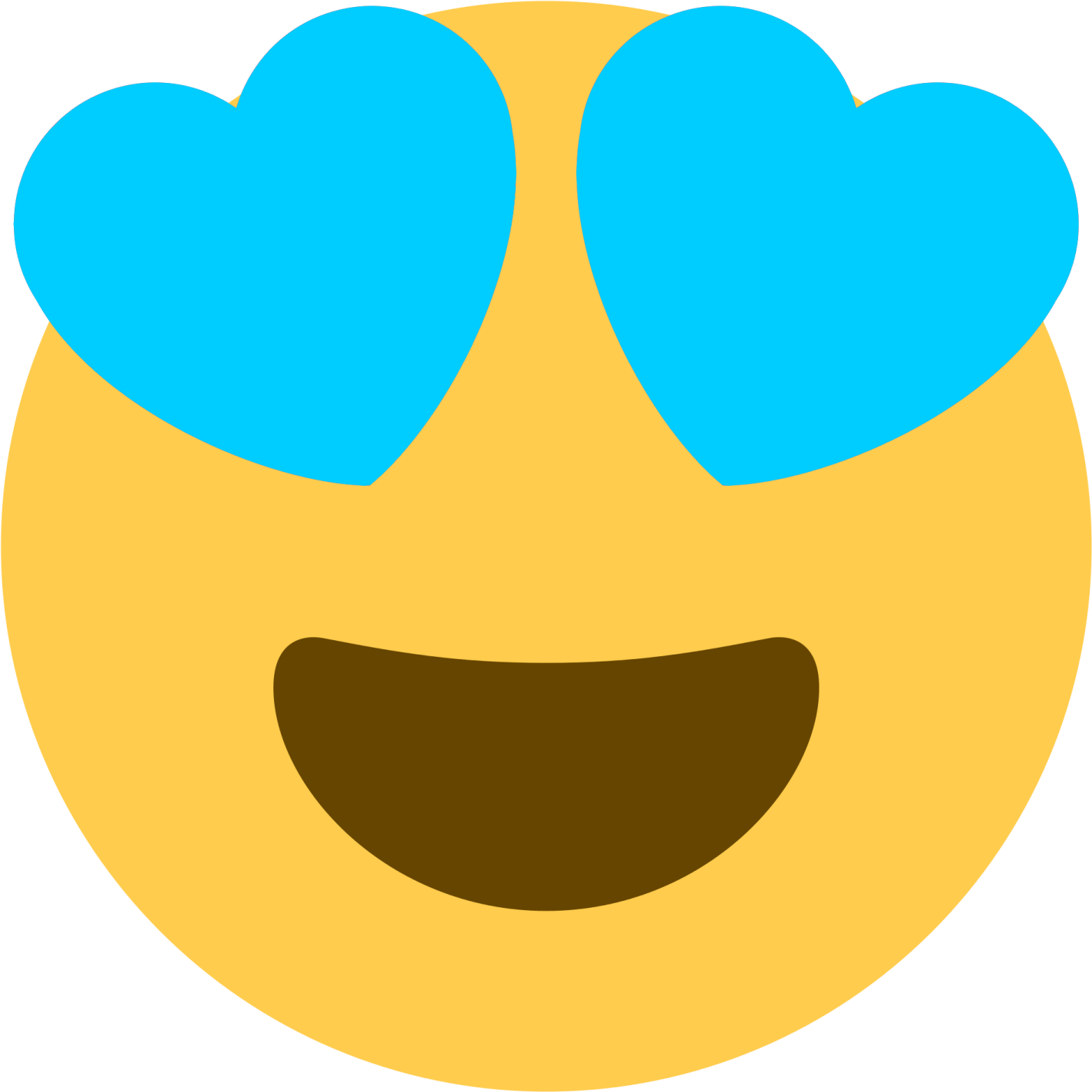 a smiley face with blue hearts on it