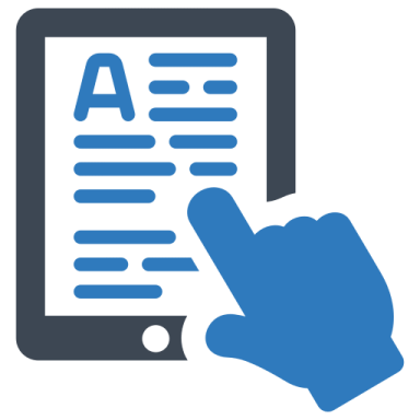 a hand pointing at a document on a tablet