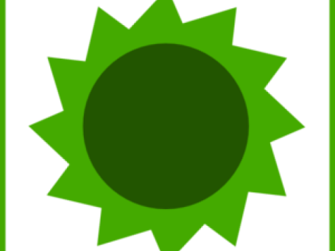 a green sun with white background