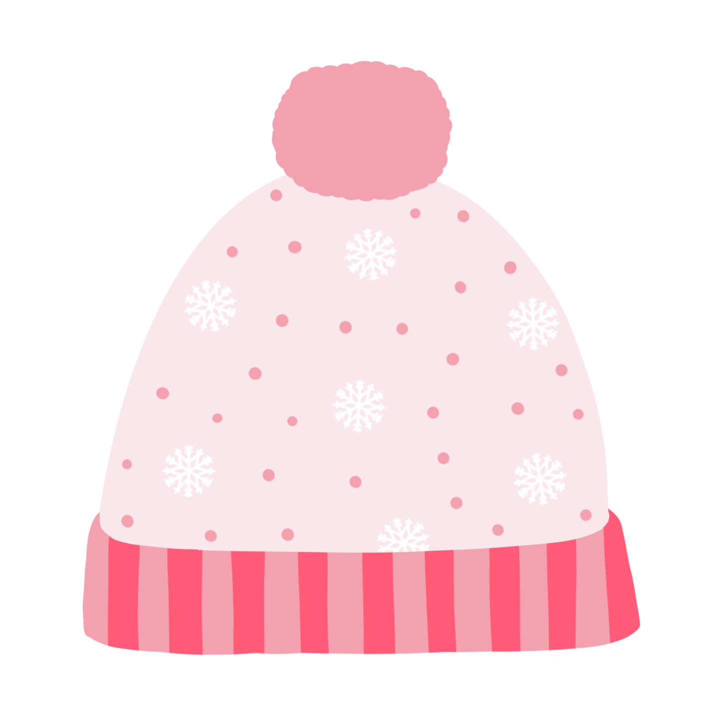 a pink hat with snowflakes on it