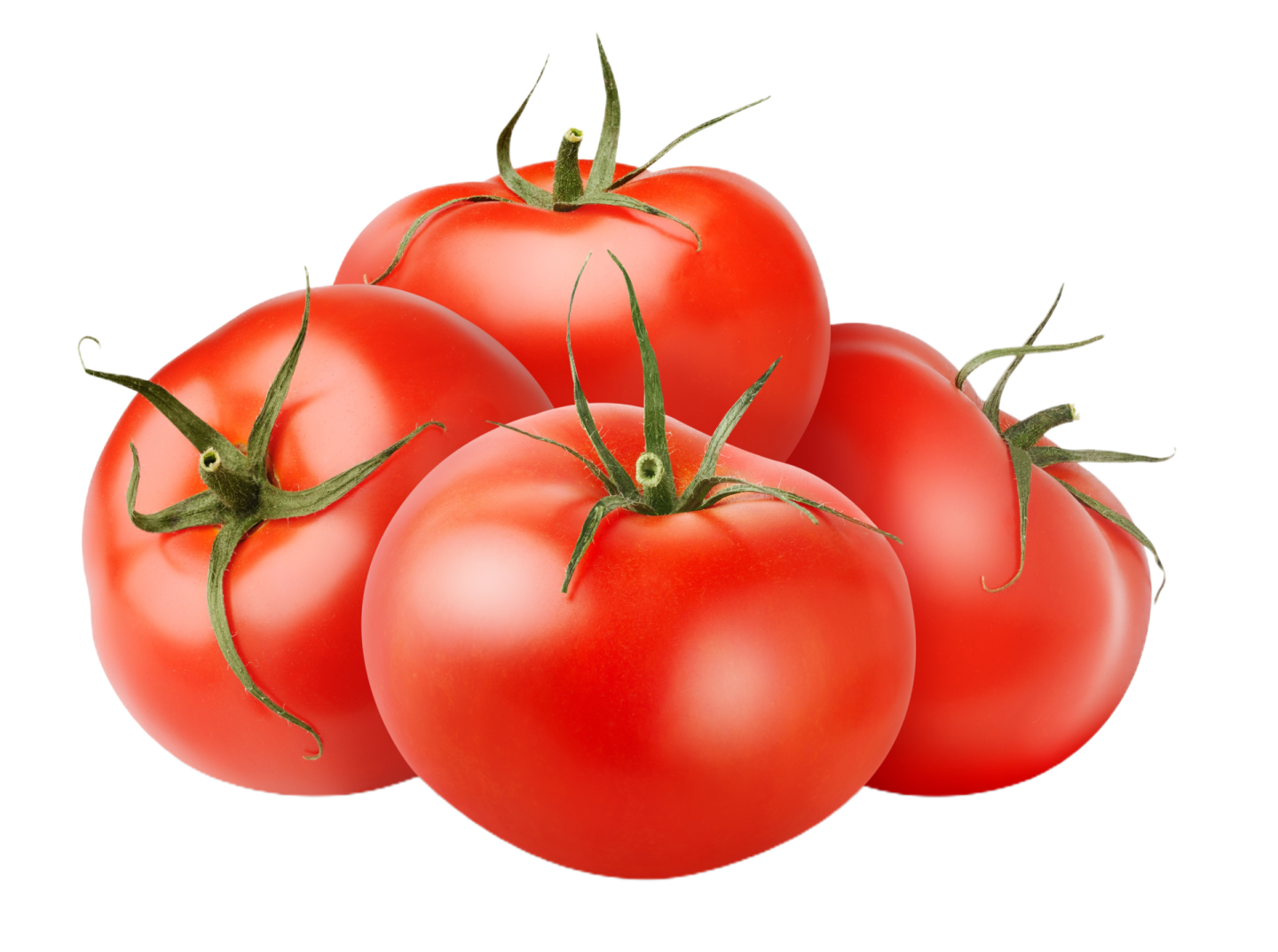 three tomatoes on a white background