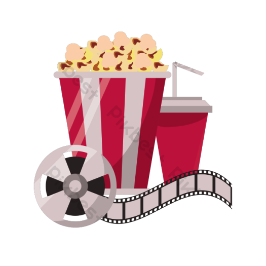 a popcorn bucket and film reel