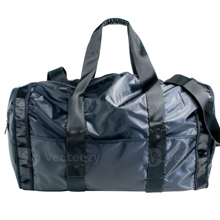 a black duff bag on a white background