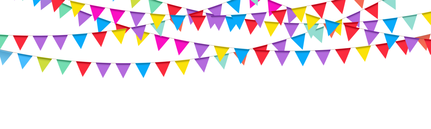 colorful bunting flags on a white background
