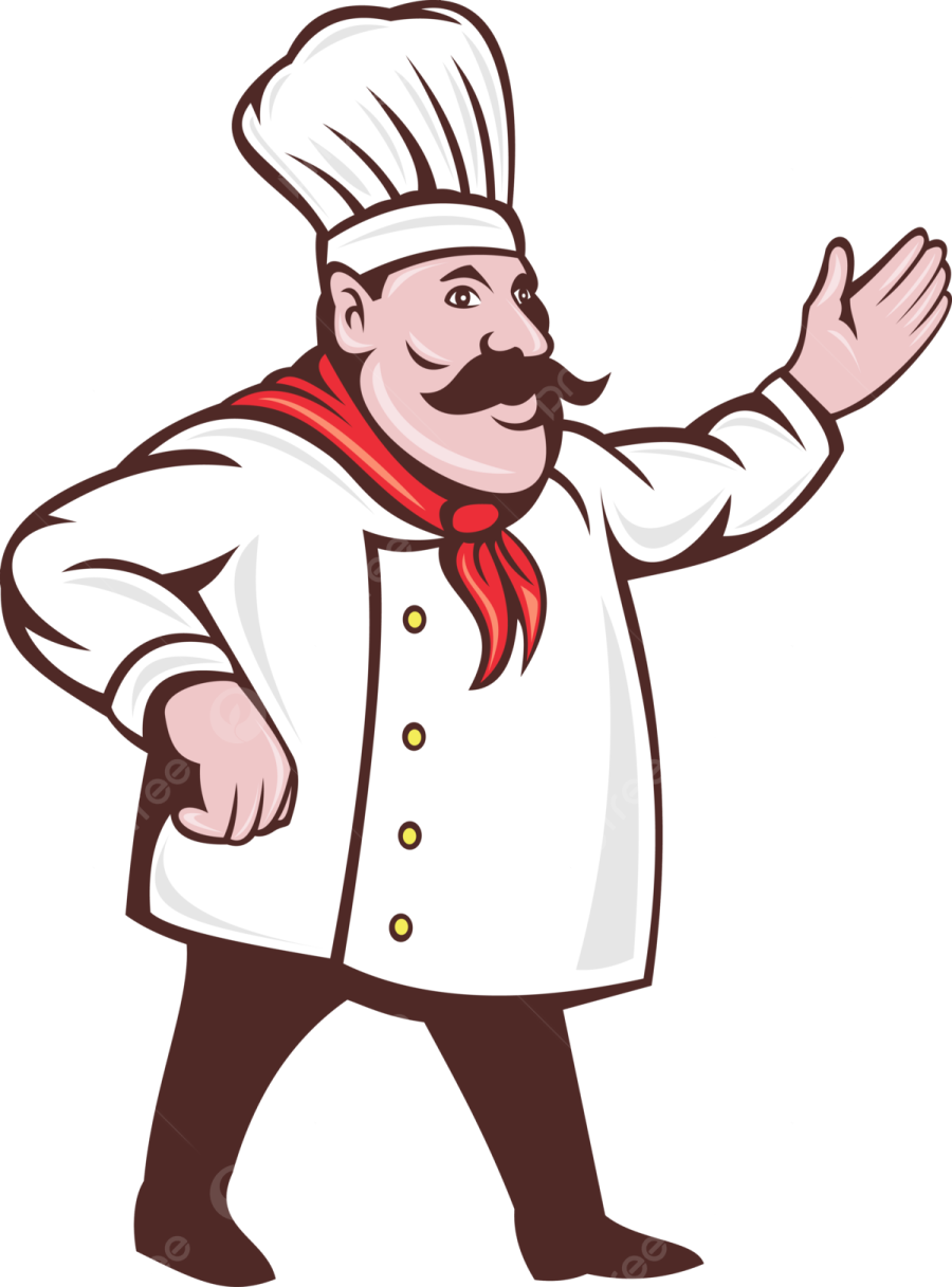 a chef with a mustache and a mustache on his head