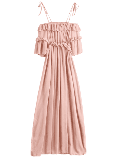 a woman in a pink dress
