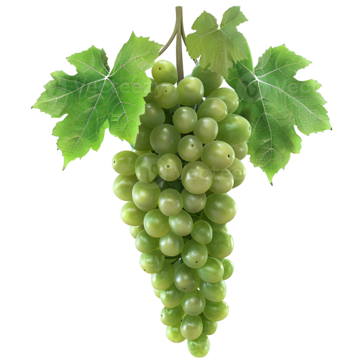 a bunch of green grapes on a white background